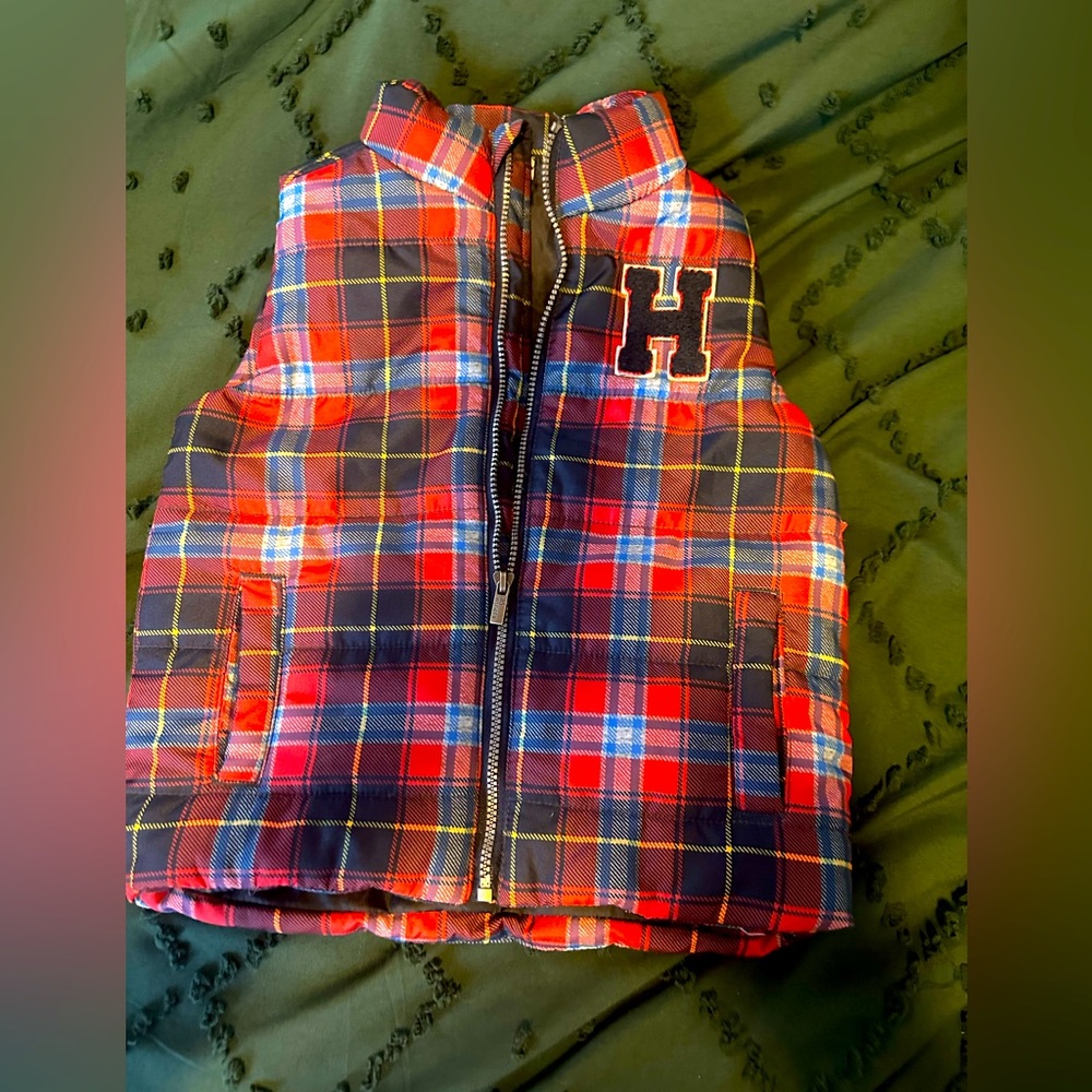 Tommy Hilfiger Red and Blue Plaid Kids Vest